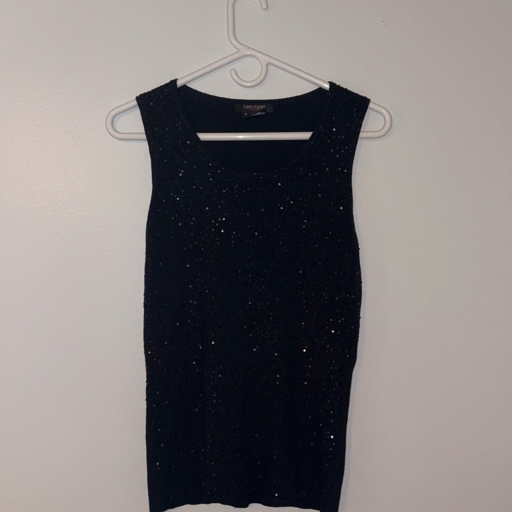 Elegant Black Sleeveless Sparkly Beaded Top